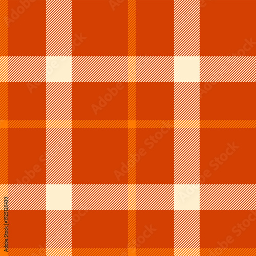 Track plaid tartan seamless, upscale textile pattern vector. Majestic fabric texture background check in orange and blanched almond colors.
