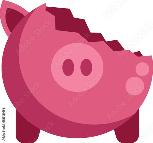Pink broken piggy bank representing financial loss, debt, and economic hardship