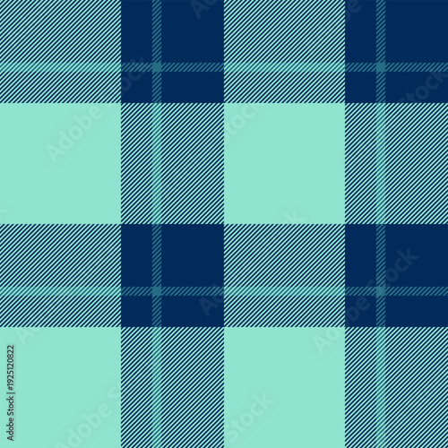 Direct texture textile tartan, 1950s vector check seamless. Poster pattern background plaid fabric in blue and teal colors.