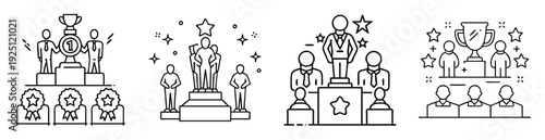 vector image set featuring success achievement, awards and business leadership concepts