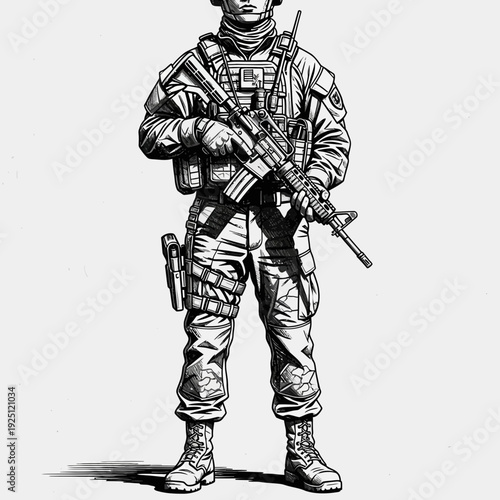 Soldier with Rifle Illustration
