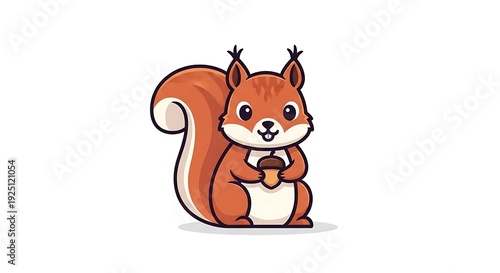 Wallpaper Mural Cute Squirrel Holding Acorn Cartoon Illustration for Childrens Books. Torontodigital.ca