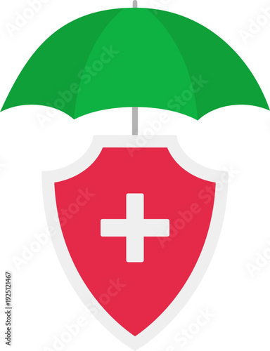 Health insurance concept, protected health, protected medicine. Vector, designer illustration, web banner, vector.