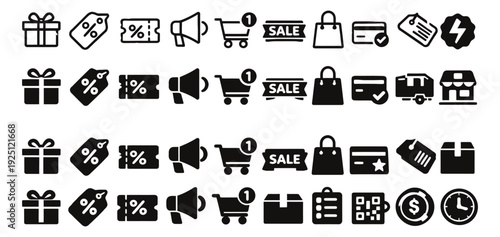 E commerce icons vector set for online shopping and sales promotions