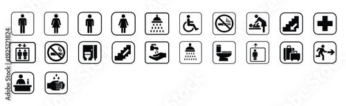 Set of modern vector public utility icons for signage and wayfinding