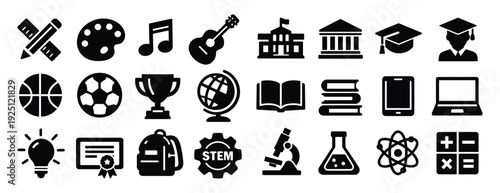 Collection of education and learning vector icons for school and university