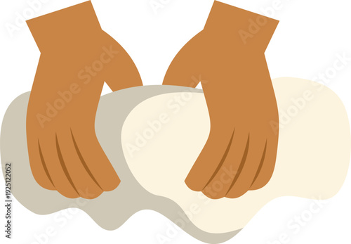 Illustration of two hands kneading soft dough representing baking and homemade cooking