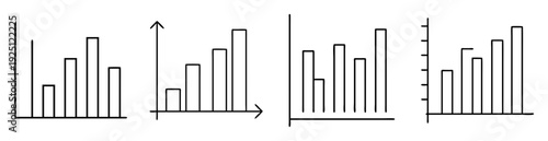Four hand drawn bar charts showing different patterns of increasing values