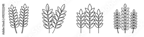 Simple black and white line art illustration of wheat stalks design
