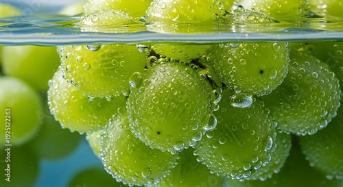 Wallpaper Mural Green Grapes Submerged - Freshness and Hydration in Clear Water. Torontodigital.ca