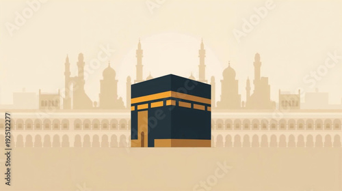 vector illustration of the Kaaba at the Grand Mosque in Mecca