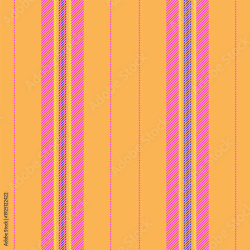 American lines texture vector, hunter seamless vertical stripe. Fiesta background pattern fabric textile in orange and magenta colors.