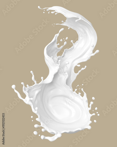 Splash of milk or cream isolated on background With clipping path 3d illustration.
