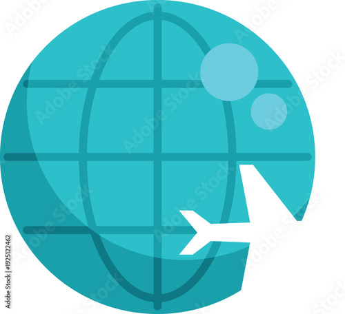 Modern minimalist design showing airplane silhouette and globe representing global travel