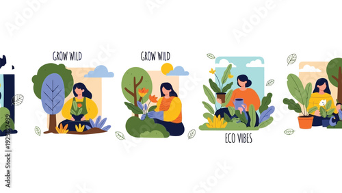 Illustrated depiction of daily wellness and self-care activities for a balanced lifestyle.