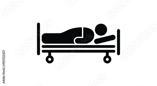 patient lying in hospital adjustable bed dark silhouette for professional hierarchy in medical and healthcare management.