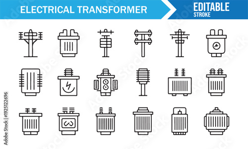 Industrial Energy Equipment Editable Stroke Icon Pack