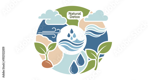 Natural Detox Earthy Elements Illustration