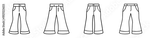 Four different pairs of women's pants or trousers outline style