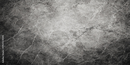 A dark grunge background features a rough textured surface of aged black and white concrete with a vintage stone pattern and dirty gray paper details