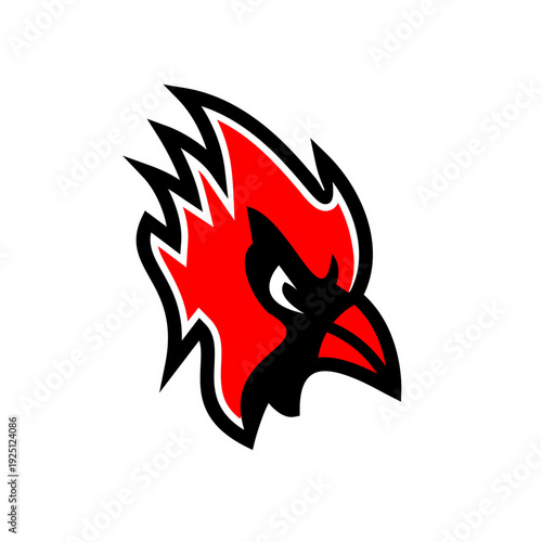 Aggressive Red Cardinal Bird Head Mascot Logo Illustration