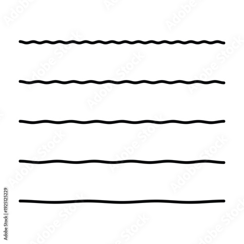 Set of wavy horizontal lines on white background. Vector illustration