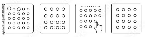 Illustration of different configurations of a circular pattern with hand interaction
