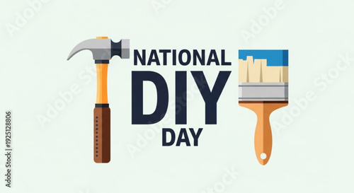 National diy day illustration with hammer and paintbrush