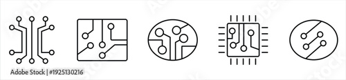 Stock Market Line Icons Set with Charts, Percentage and Candlestick