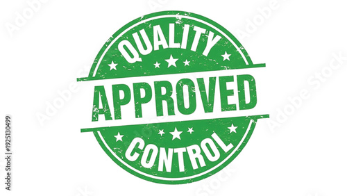 Green circular stamp with approved control text and stars