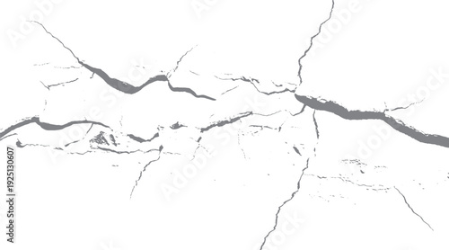 Gray abstract cracks on white background texture cracked damage