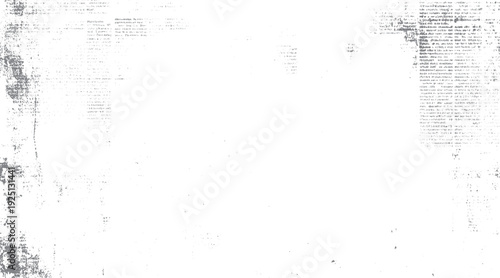 Faded grey text and dots on white background. Distressed paper texture with scattered small marks grunge