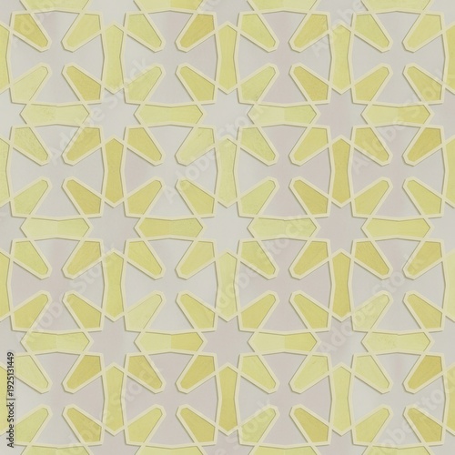 A seamless pattern of yellow shapes on a light gray background