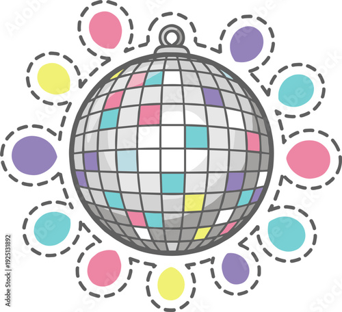 Disco Ball With Pastel Colored Orbs Around It In A Circular Pattern