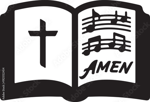 Hymnal Music Sheet icon in silhouette on white background.