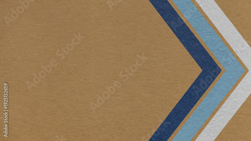 Warm brown paper texture background with blue chevron corner stripes and copy space for banner, presentation, template