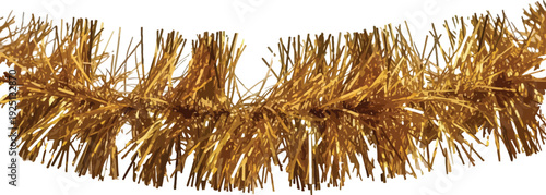 Shiny gold tinsel garland festive Christmas decoration element vector illustration for holiday designs and party borders.