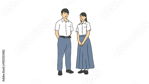 Two students standing side by side in school uniforms