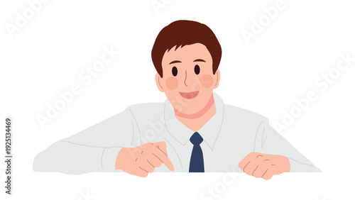 Professional man smiling and pointing at something with a confident expression