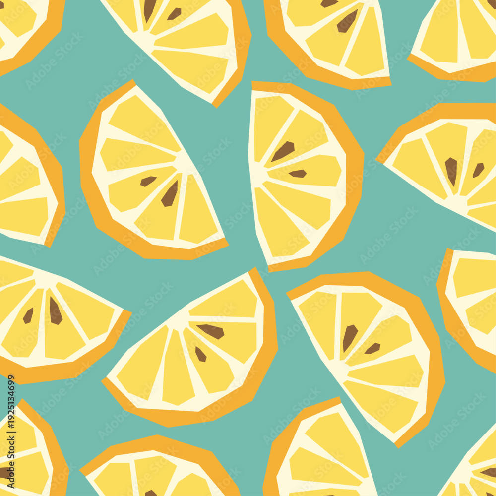 Naklejka premium Seamless Tropical Fruit Pattern Flat Vector Background