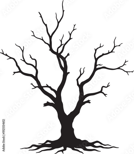 black tree icon in silhouette.