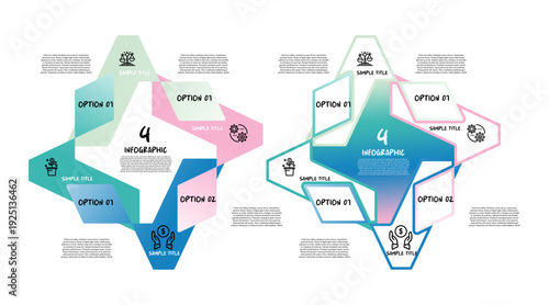 Venn diagram infographic chart template for business 4 options presentation with icons elements vector illustration. vector editable 
