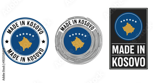 Made in Kosovo Vector Labels Set