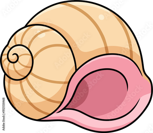 Pixel Art Snail Shell With Pink Opening And Light Brown Swirls Isolated On White Background