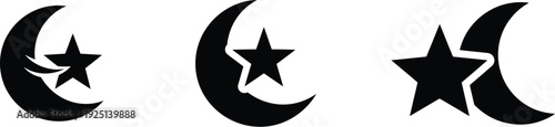 Ramadan kareem greeting with crescent moon and star symbols