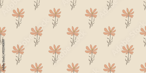 Gentle floral seamless soft botanical pattern hand drawn decorative flower repeat design.