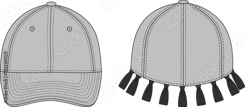 Traditional Muslim prayer cap template, front and back view vector mockup for Islamic fashion and cultural design presentation