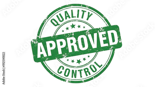 Green rubber stamp with approved control text