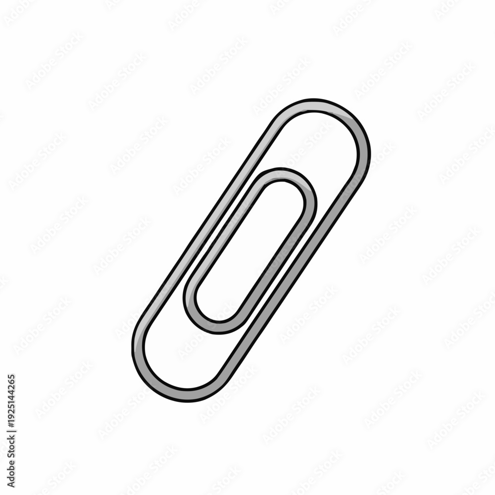 Obraz premium Simple Silver Metal Paperclip Stationary Object on a Clean White Background Isolated Office Supply for Document Organization