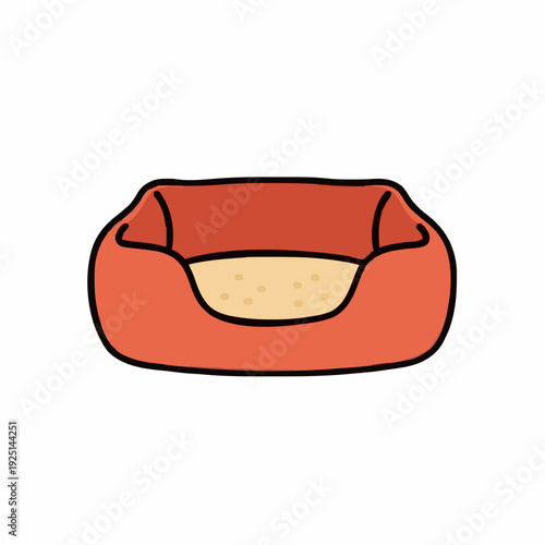 Orange Pet Bed With Beige Interior Resting Place For Domestic Animals On White Background Minimalist Design
